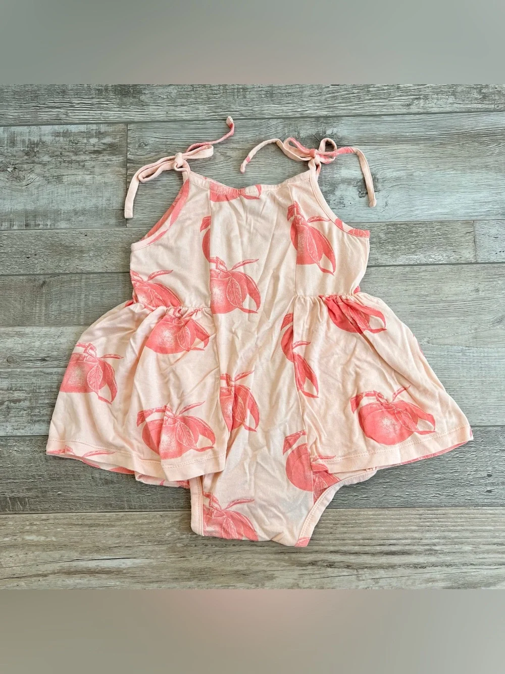 Kate Quinn Bamboo Spaghetti Tie Ballerina Bubble in Vintage Peach Size 2T